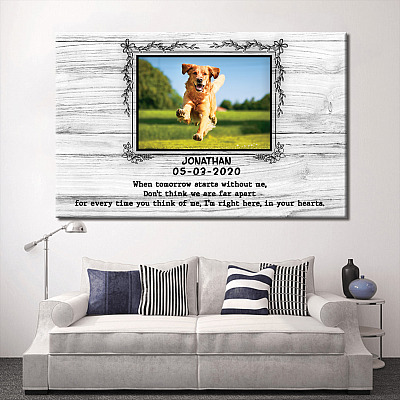 Alternative view of Personalized Photo When Tomorrow Starts Without Me Don't Think We're Far Apart Framed Canvas Unframed Poster