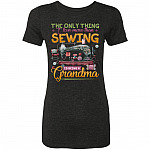 I Love More Than Sewing, Vintage Black, Premium Ladies T-Shirt