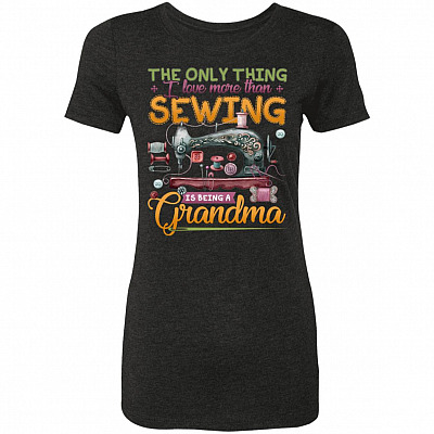 I Love More Than Sewing, Vintage Black, Premium Ladies T-Shirt