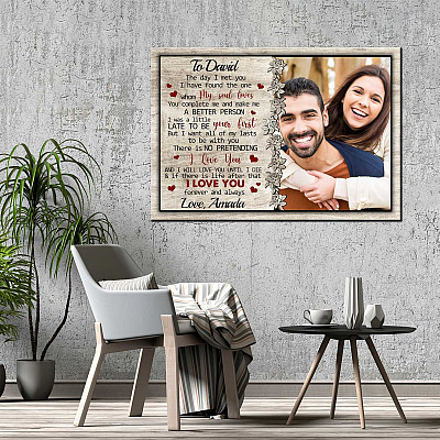Alternative view of Personalized Photo The Day I Met You I Have Found The One Whom My Soul Loves Framed Canvas - Unframed Poster