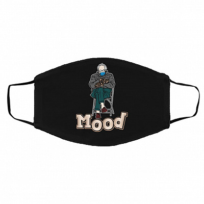 Mood Bernie Sanders Inauguration Face Mask, Black, Cloth Face Cover – Medium/Large
