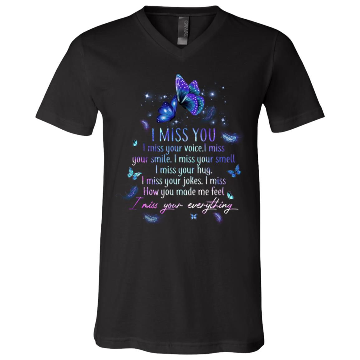 I Miss You I Miss Your Voice, Black, V-Neck T-Shirt