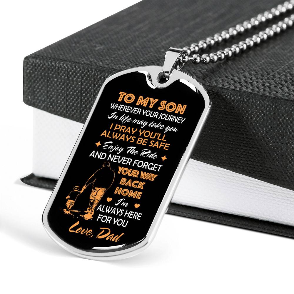 Father and Son to My Son Wherever Your Journey in Life May Take You Dog Tag Pendant Necklace Gifts - Dog Tag (Silver) Father and Son to My Son Wherever Your Journey in Life May Take You Dog Tag Pendant Necklace Gifts - Dog Tag (Silver)