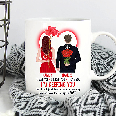 Alternative view of Personalized I Met You I Like You I Love You - Funny Naughty Gift for Him Ceramic Coffee Mug - Water Bottle