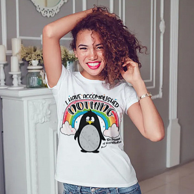 Alternative view of I Have Accomplished Nothing Penguin T-Shirt - Funny Sarcasm Shirt