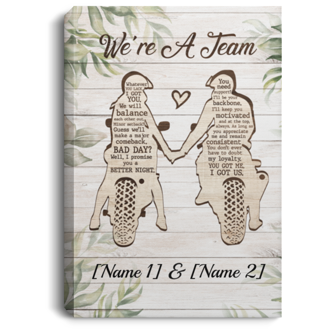 Personalized Biker Couple We're A Team Gallery Wrapped Framed Canvas Prints - Unframed Poster, White, 0.75'' Framed Canvas Personalized Biker Couple We're A Team Gallery Wrapped Framed Canvas Prints - Unframed Poster, White, 0.75'' Framed Canvas