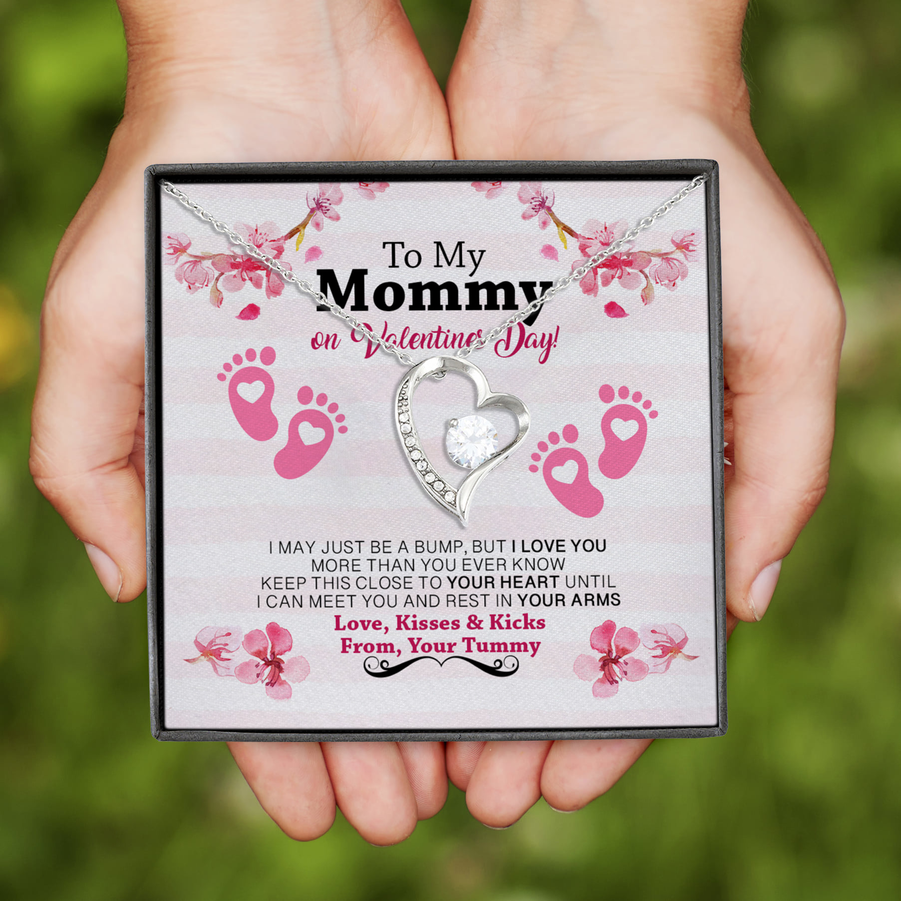 7VT. To My Mommy On Valentines Day Forever Love Necklace (Silver)