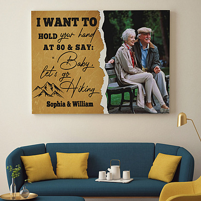 Alternative view of Custom Photo I Want to Hold Your Hand Baby Let's Go Hiking Framed Canvas Prints - Unframed Poster