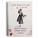 Personalized Graduation She Believed She Could So She Did Frame Canvas - College Graduation Unframed Poster, White, 0.75'' Framed Canvas
