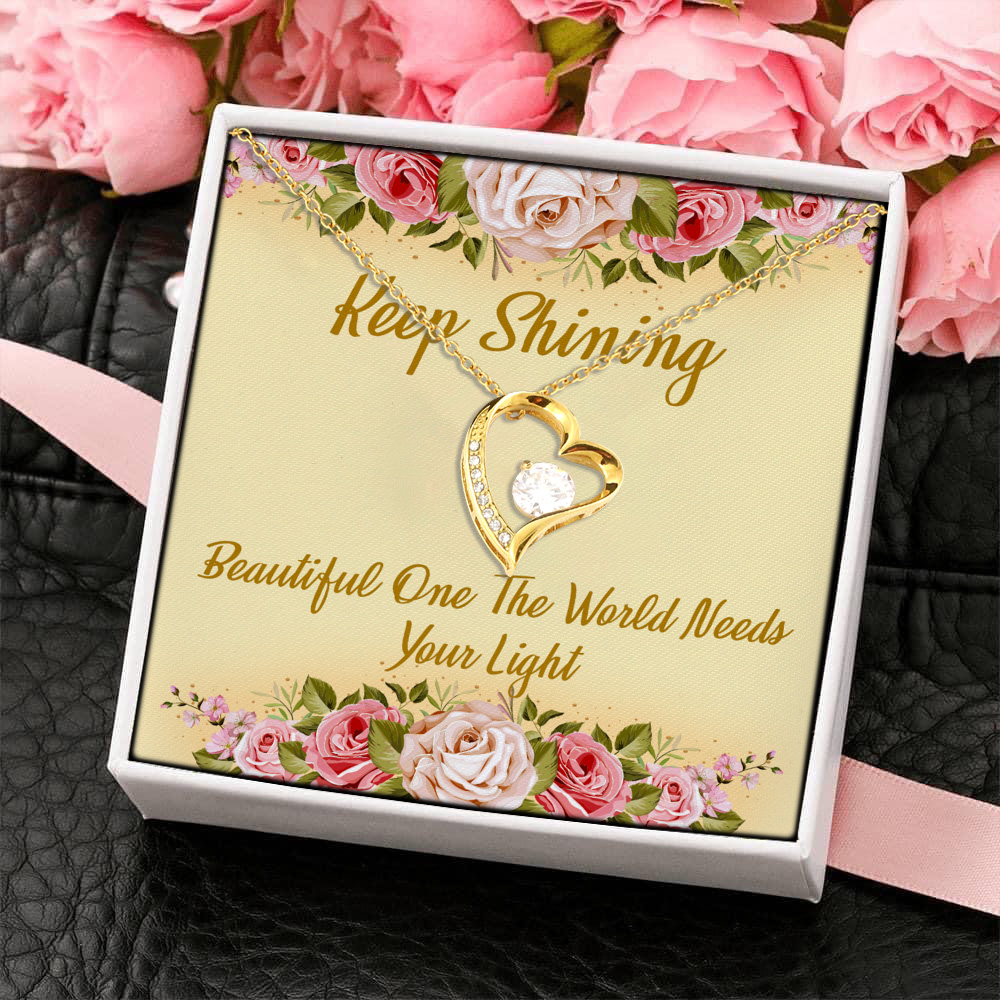 1HP. Keep Shining Message Card Forever Love Necklace (Gold) 4