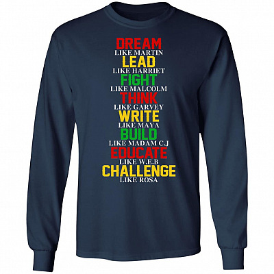 Dream Like Martin Black Hoodie, Navy, Long Sleeve