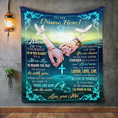 Alternative view of Personalized To My Husband Mink Blanket - When You Wrap Yourself It's A Warm Hug Woven Blanket