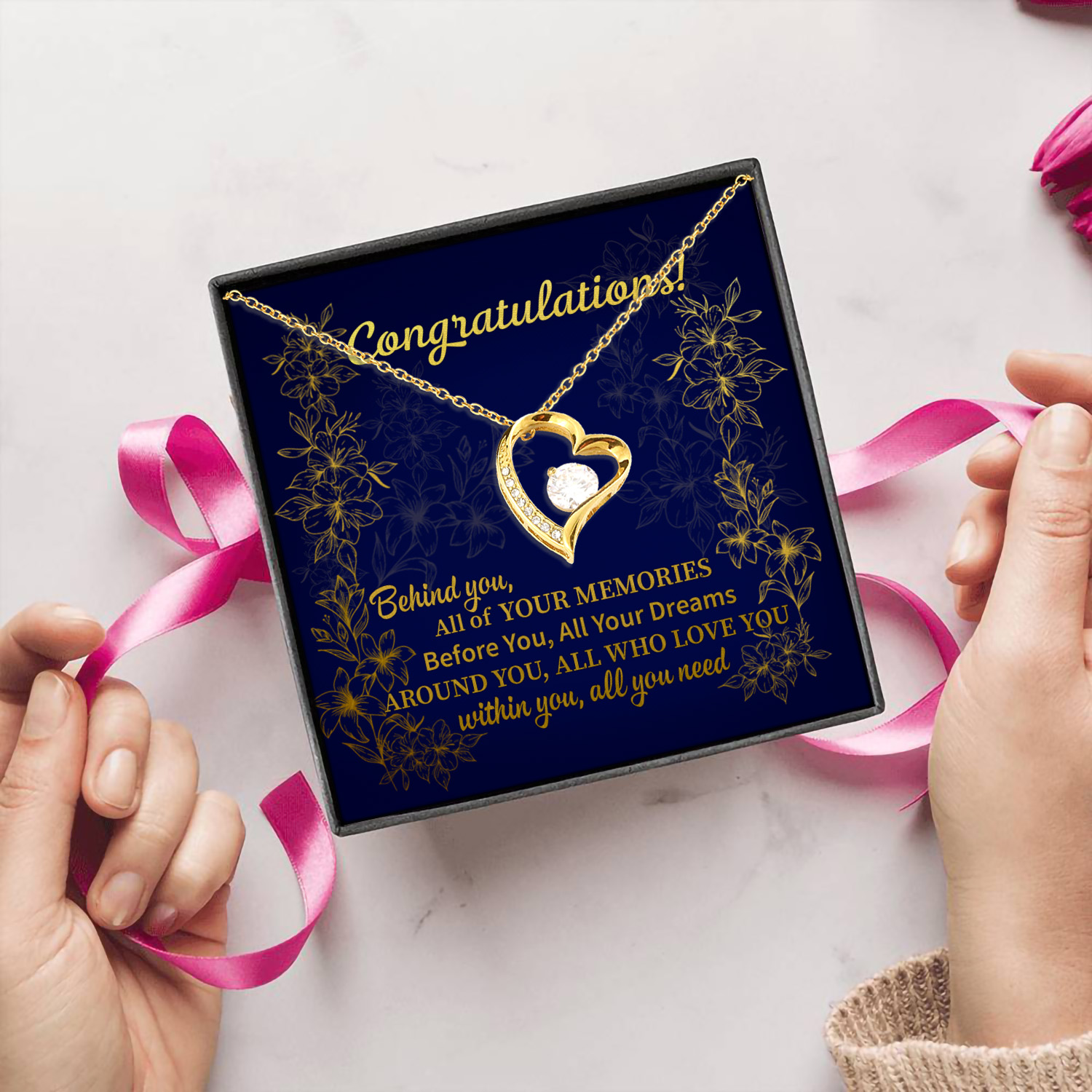 15 HG uu tien. Conggratulations Forever Love Necklace (Gold) 5