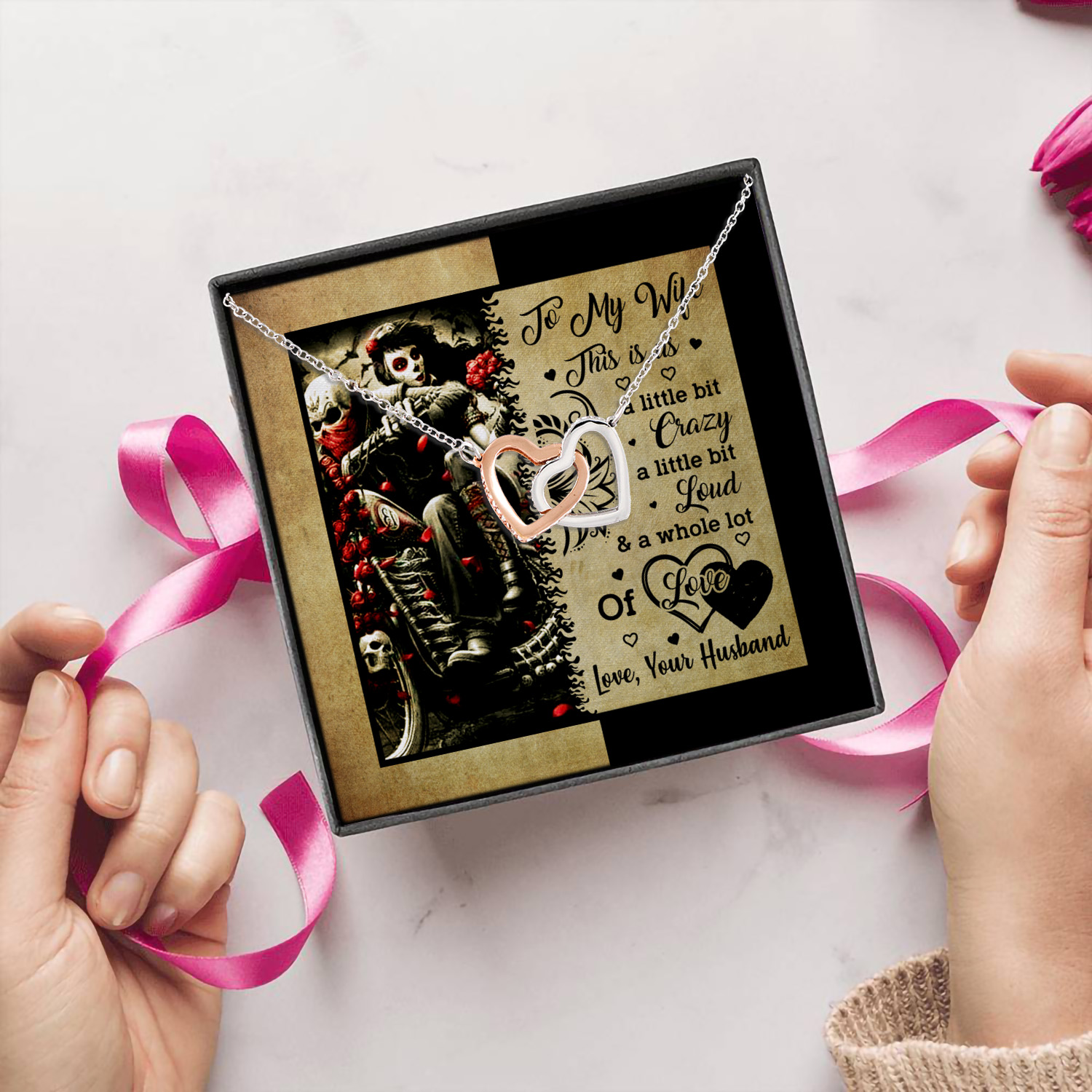 5O- This Is Us Necklace card (4) Interlocking Hearts Necklace 5