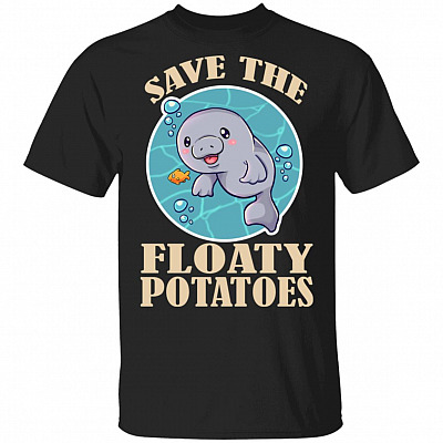 Save The Floaty Potatoes T-Shirt, Black, Unisex T-Shirt