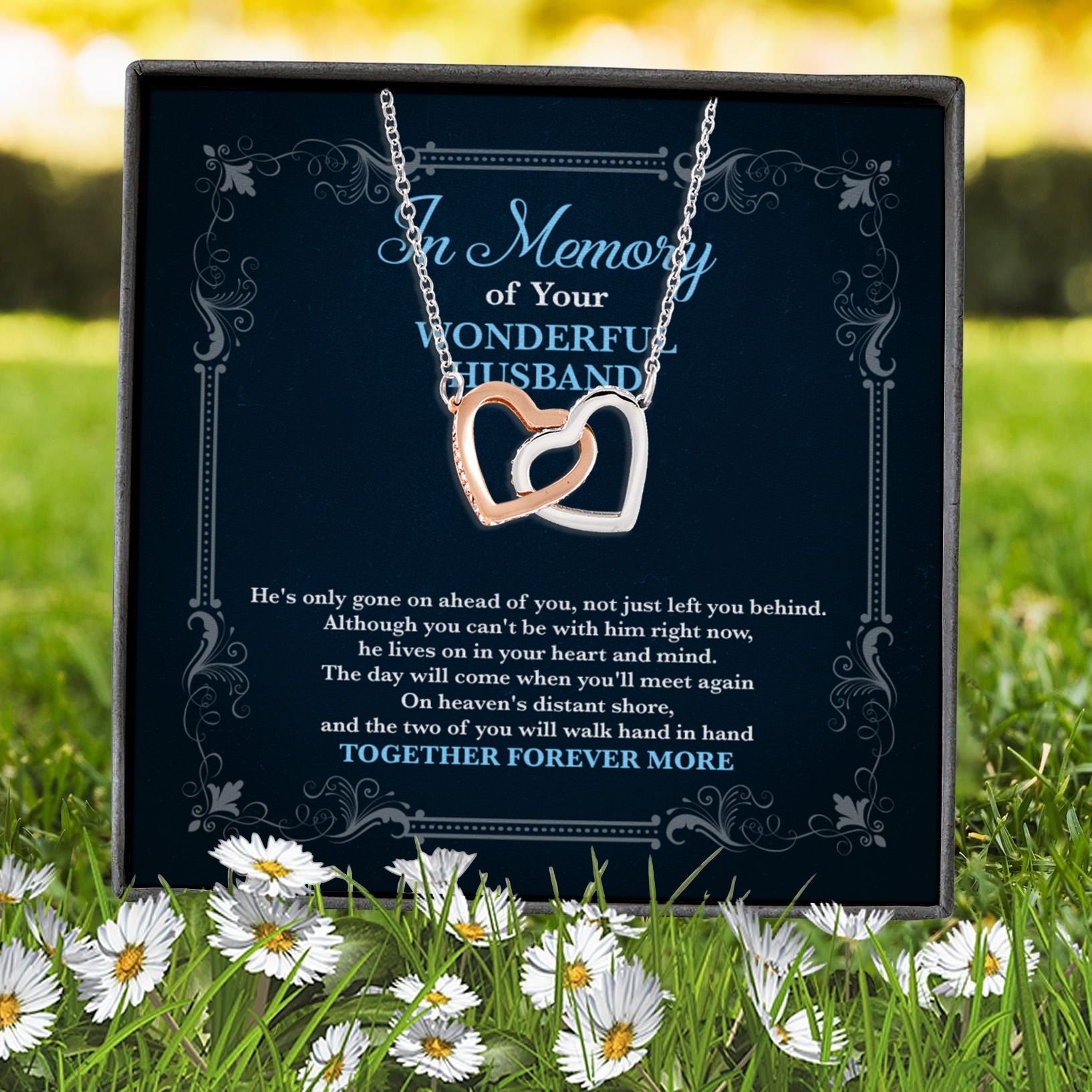 3VT. In Memory Of Wonderful Husband Interlocking Hearts Necklace 7