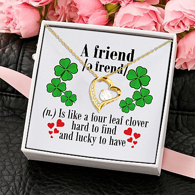 Alternative view of A Good Friend Is Like a Four Leaf Clover Hard to Find and Lucky to Have Forever Love Pendant Necklace
