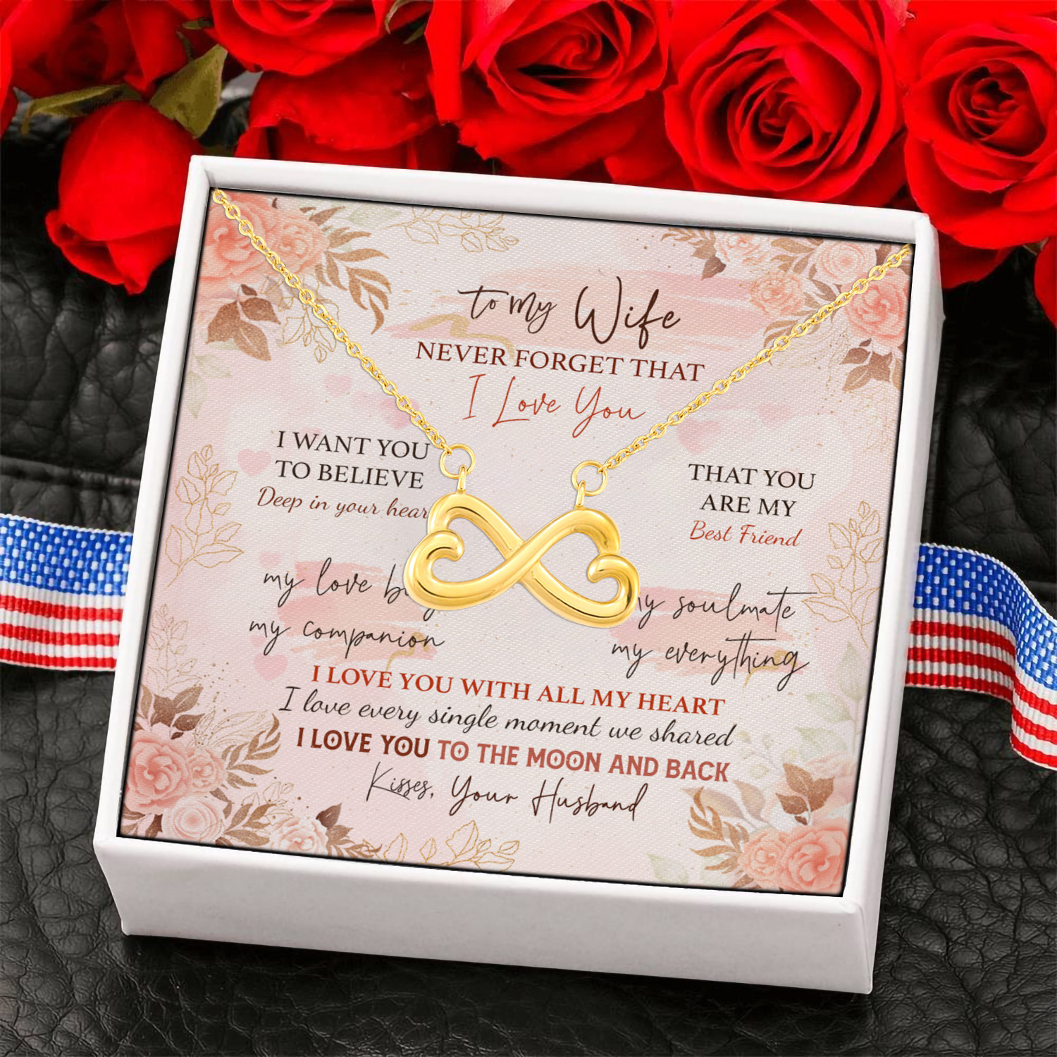 4KNG. Companion (message card ) Infinity Heart Necklace (Gold) 6