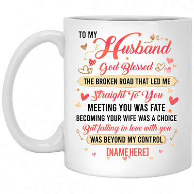 Personalized God Blessed Let Me, White, 11 oz. White Mug