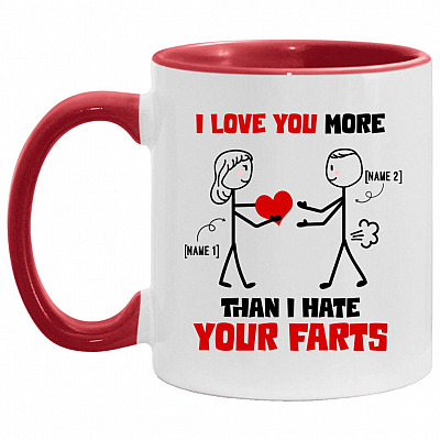 Personalized Accent Mug, White/Red, 11 oz. Accent Mug