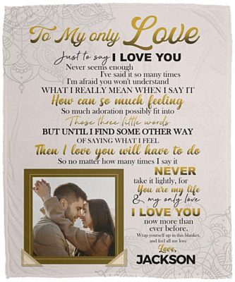 Personalized Photo Blanket, White, Cozy Plush Fleece Blanket - 50x60