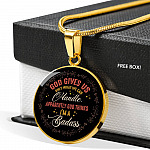 God Gives Us Only What We Can Handle Apparently God Thinks I'm Badass Circle Pendant Necklace - Circle Luxury Necklace (Gold Plated)