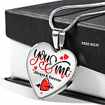 You and Me Always and Forever Best Valentine Gift Heart Pendant Necklace - Heart Luxury Necklace (Silver)