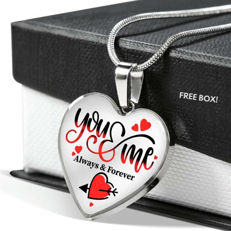 You and Me Always and Forever Best Valentine Gift Heart Pendant Necklace - Heart Luxury Necklace (Silver)