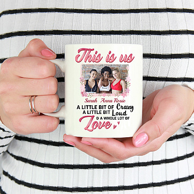 Alternative view of Personalized Photo This Is Us a Little Bit of Crazy a Little Bit Loud A Whole Lot of Love Ceramic Coffee Mug