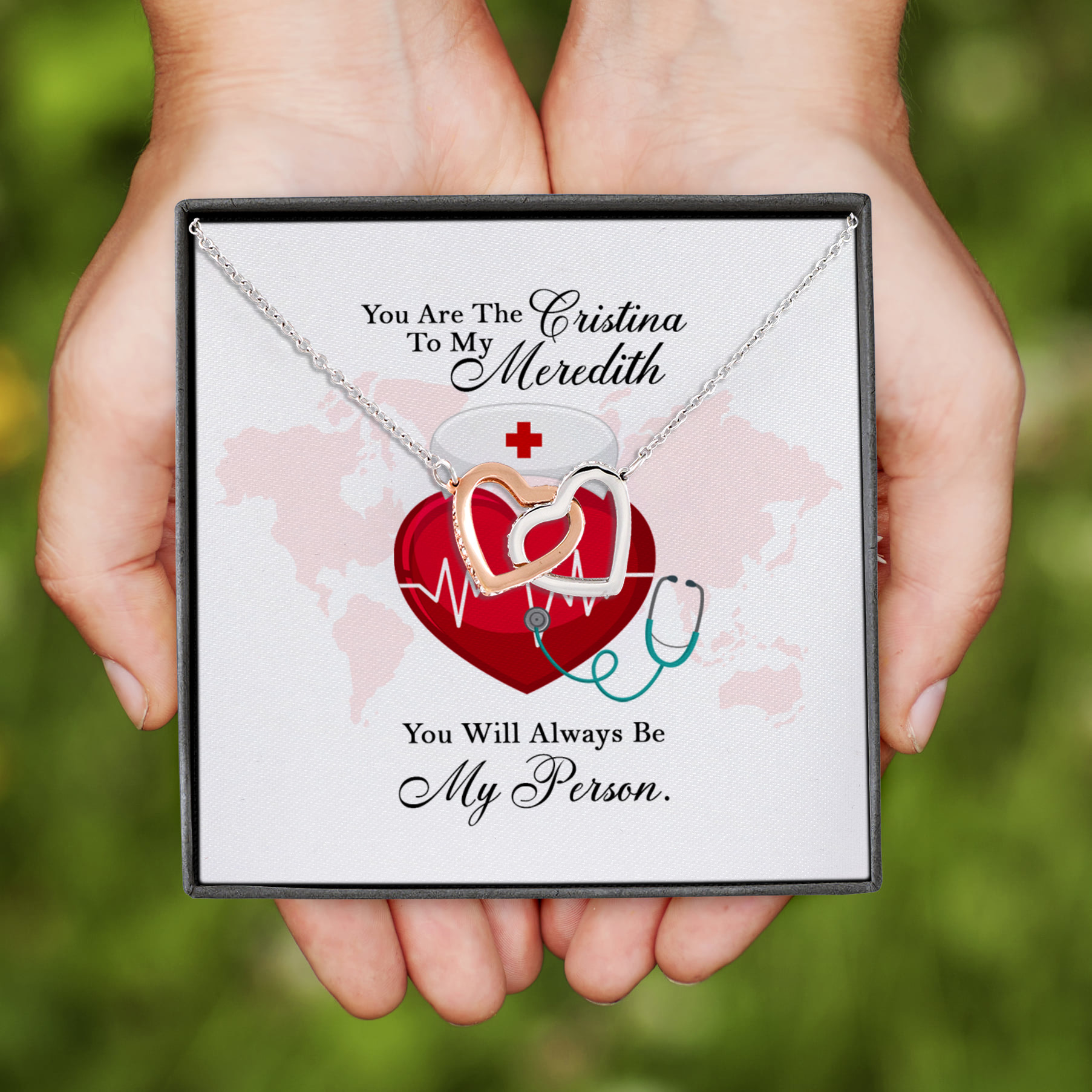1HP. Cristina To My Meredith(4) Interlocking Hearts Necklace