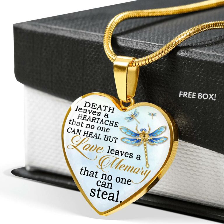 Death Leaves a Heartache in Loving Memory Gifts Remembering Lost Loved Ones Heart Pendant Necklace - Heart Luxury Necklace (Gold Plated)