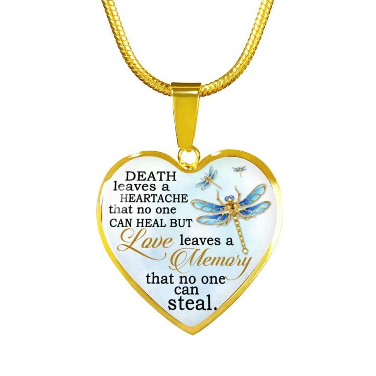 Death Leaves a Heartache in Loving Memory Gifts Remembering Lost Loved Ones Heart Pendant Necklace - Heart Luxury Necklace (Gold Plated)