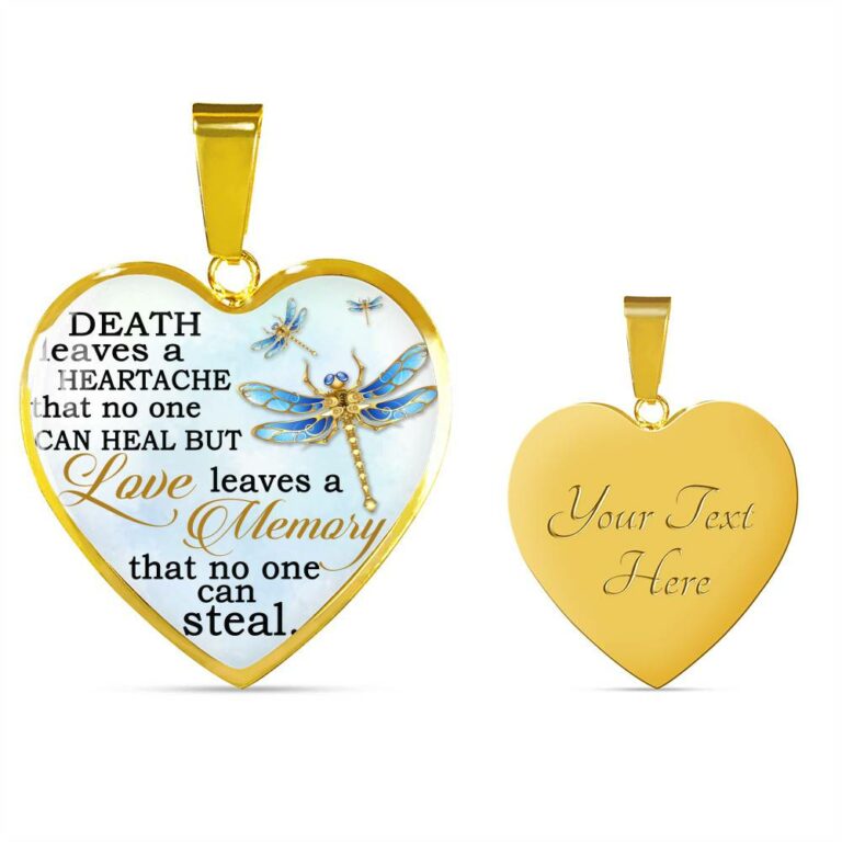 Death Leaves a Heartache in Loving Memory Gifts Remembering Lost Loved Ones Heart Pendant Necklace - Heart Luxury Necklace (Gold Plated)