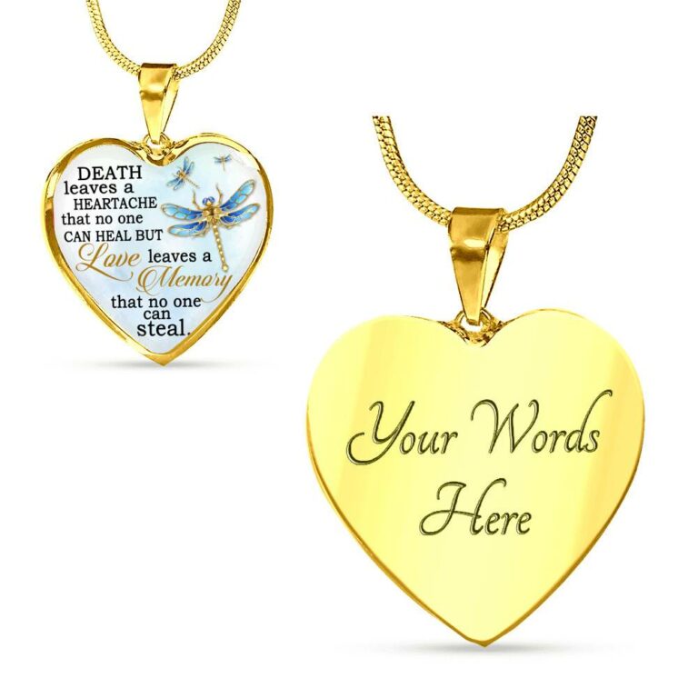 Death Leaves a Heartache in Loving Memory Gifts Remembering Lost Loved Ones Heart Pendant Necklace - Heart Luxury Necklace (Gold Plated)