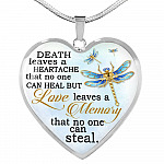 Death Leaves a Heartache in Loving Memory Gifts Remembering Lost Loved Ones Heart Pendant Necklace - Heart Luxury Necklace (Silver)