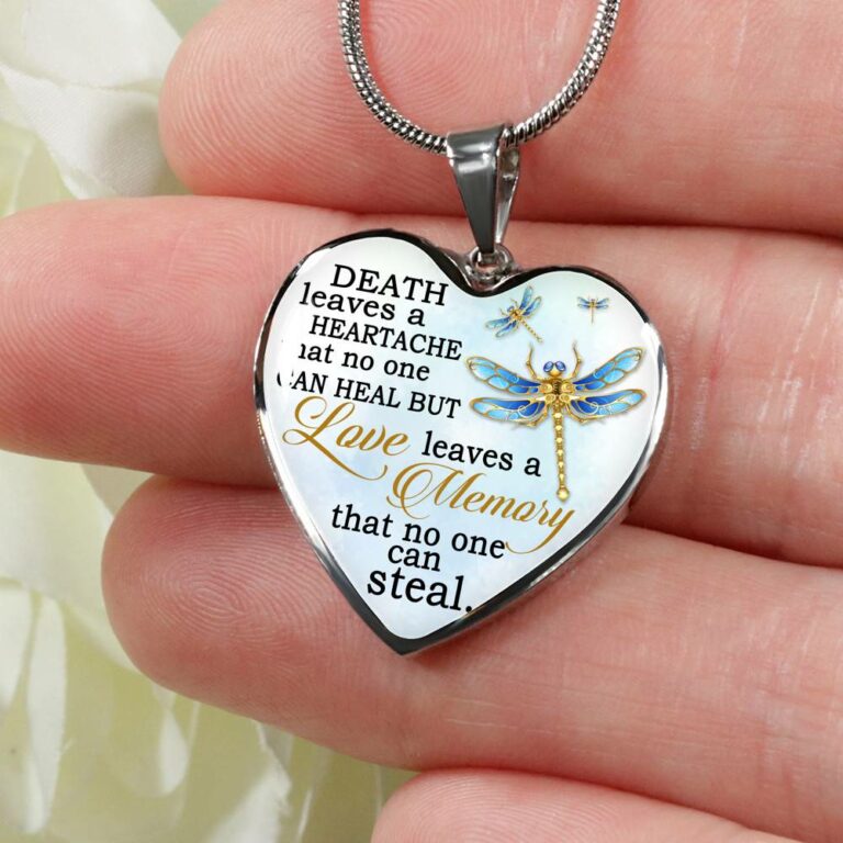 Death Leaves a Heartache in Loving Memory Gifts Remembering Lost Loved Ones Heart Pendant Necklace - Heart Luxury Necklace (Silver)