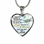 Death Leaves a Heartache in Loving Memory Gifts Remembering Lost Loved Ones Heart Pendant Necklace - Heart Luxury Necklace (Silver)