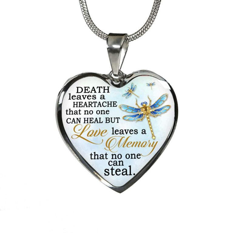 Death Leaves a Heartache in Loving Memory Gifts Remembering Lost Loved Ones Heart Pendant Necklace - Heart Luxury Necklace (Silver)