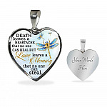 Death Leaves a Heartache in Loving Memory Gifts Remembering Lost Loved Ones Heart Pendant Necklace - Heart Luxury Necklace (Silver)