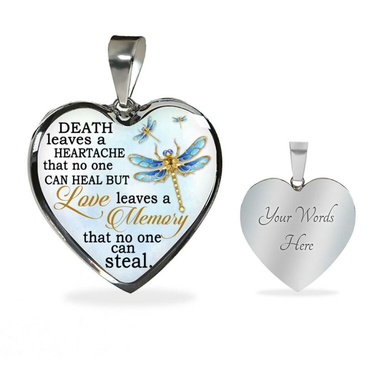 Death Leaves a Heartache in Loving Memory Gifts Remembering Lost Loved Ones Heart Pendant Necklace - Heart Luxury Necklace (Silver)