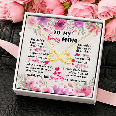Thank You For Loving Me As Your Own Infinity Heart Pendant Necklace - Bonus Mom Gift Ideas