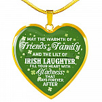 Irish Laughter Fill Your Heart with Joy and Gladness Irish Blessing Gift Heart Pendant Necklace - Heart Luxury Necklace (Gold Plated)