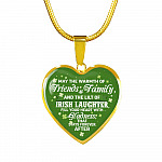 Irish Laughter Fill Your Heart with Joy and Gladness Irish Blessing Gift Heart Pendant Necklace - Heart Luxury Necklace (Gold Plated)
