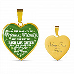 Irish Laughter Fill Your Heart with Joy and Gladness Irish Blessing Gift Heart Pendant Necklace - Heart Luxury Necklace (Gold Plated)