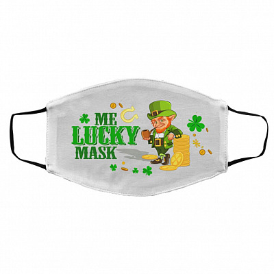 Lucky mask, White, Cloth Face Cover – Medium/Large