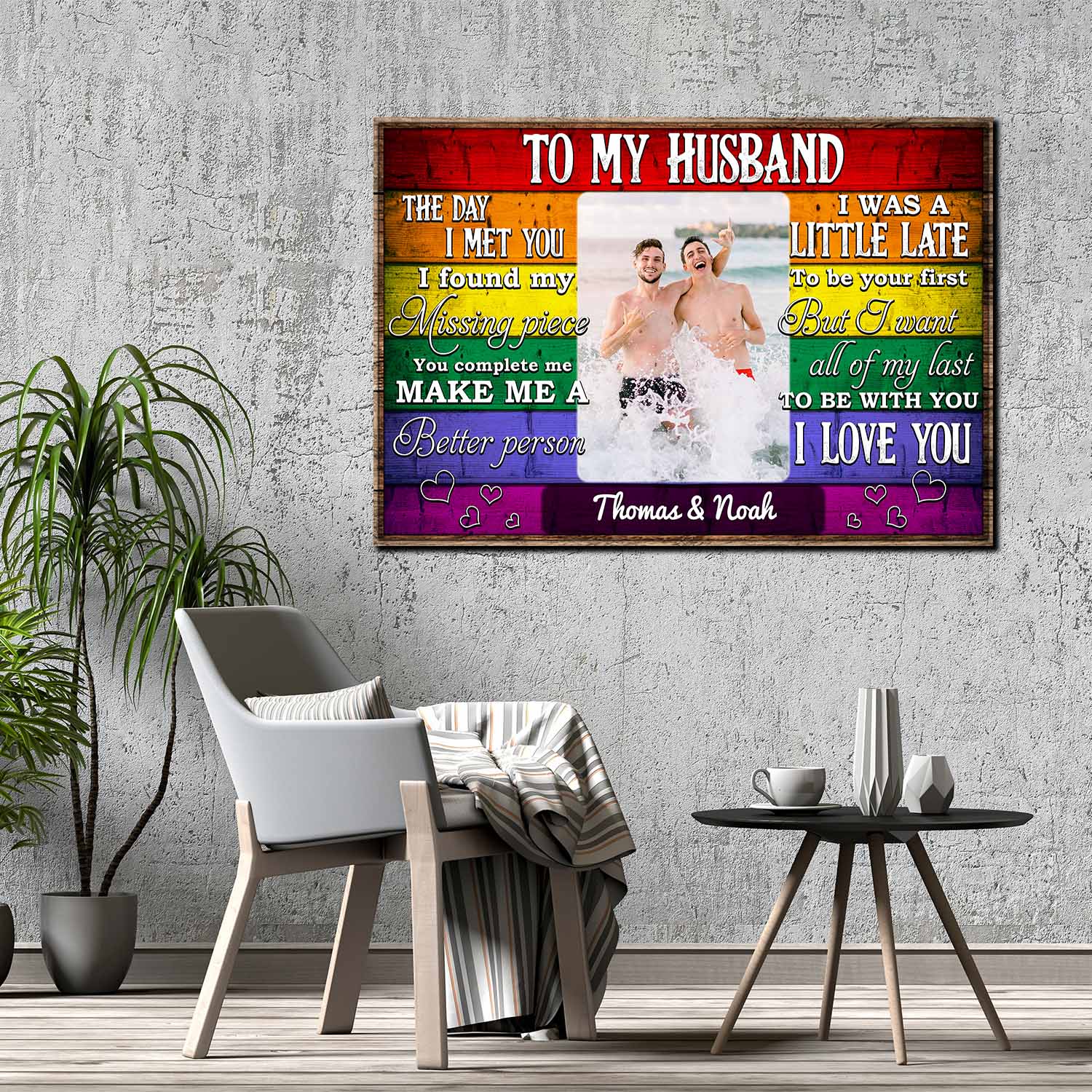 9VT. To My Husband The Day I Met You Gay Couple Custom canvas mk2