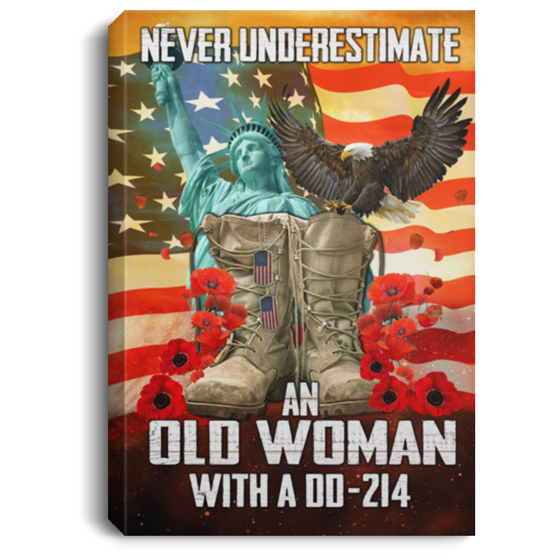 Never Underestimate an Old Woman with A Dd 214 Framed Canvas Prints - Unframed Poster, White, 0.75'' Framed Canvas Never Underestimate an Old Woman with A Dd 214 Framed Canvas Prints - Unframed Poster, White, 0.75'' Framed Canvas