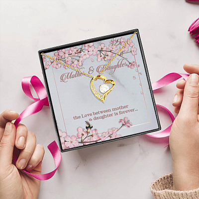 Alternative view of Mother and Daughter the Love Between Mother and Daughter Is Forever Forever Love Heart Pendant Necklace