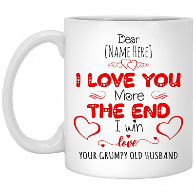 Personalized I Love You More Mug, White, 11 oz. White Mug