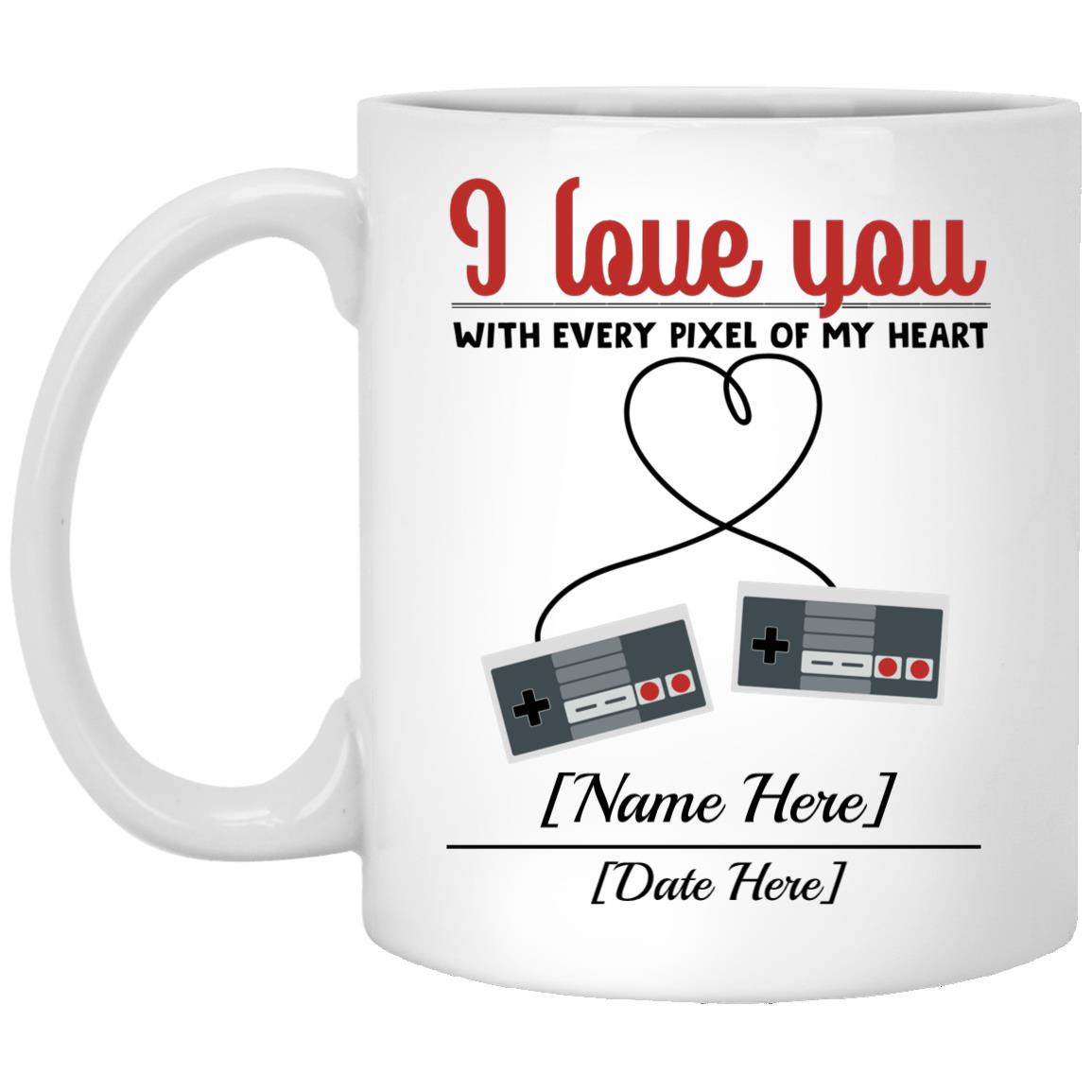 Personalized Pixel Mug, White, 11 oz. White Mug Personalized Pixel Mug, White, 11 oz. White Mug